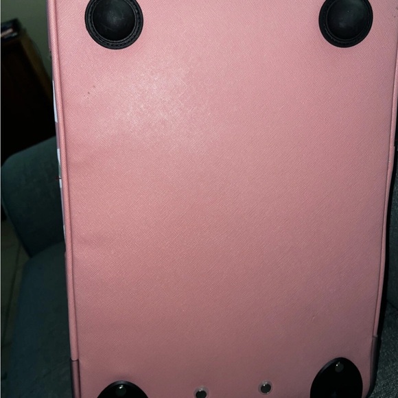 Disney Mickey Mouse Floral Pink and Green Rolling Zip Duffle Travel Bag - Picture 9 of 12